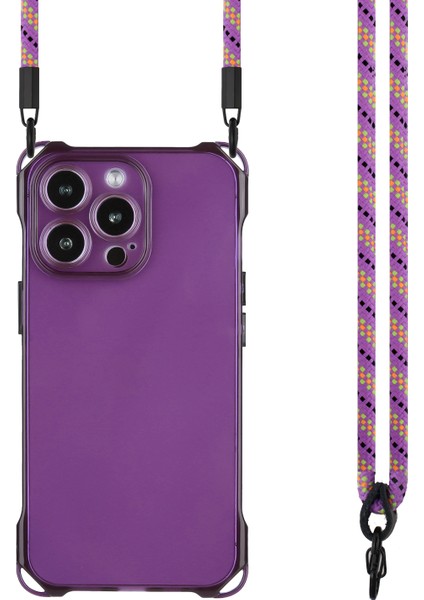 iPhone14 Pro Vaka Için Four Corners, Asılı Halat-Mor ile Koruma Tpu Kabuk Kapağı Bırakın (Yurt Dışından)