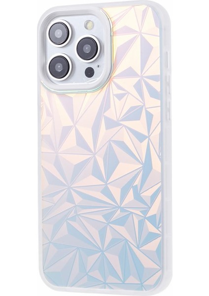 iPhone14 Pro Max Telefon Kılıfı Elmas Doku Çekmeye Dayanıklı Tpu+Pc Kapak-Beyaz (Yurt Dışından)