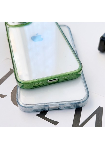 Pc+Tpu+iPhone14 Plus Içincam Telefon Kapağı Plus Kasa Işıltılı Toz Dekor Kabuk-Mavi (Yurt Dışından)