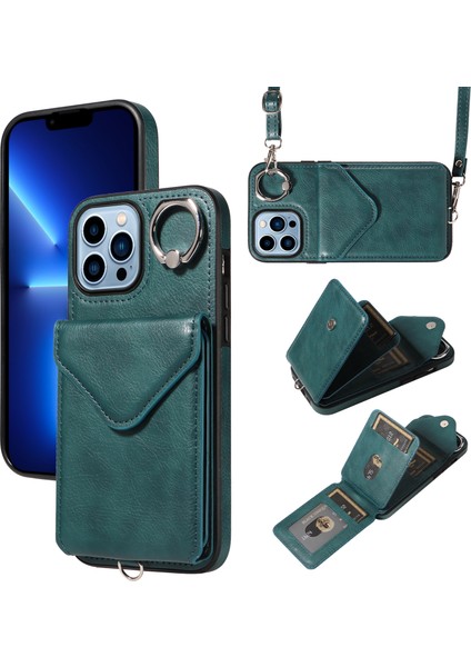 iPhone13 Pro Telefon Kılıfı Tutucu Kickstand Kapak Parmak Yüzey Yeşil (Yurt Dışından)