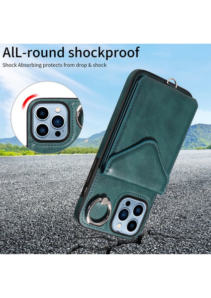 iPhone13 Pro Telefon Kılıfı Tutucu Kickstand Kapak Parmak Yüzey Yeşil (Yurt Dışından)
