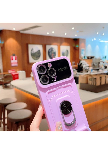 iPhone13 Pro 6.1 Inç Kart Sahibi Pc+Tpu Kılıf Halkası Kickstand Damla Kanıtı Telefon Kapağı Uzun Kayış Mavisi ile (Yurt Dışından)