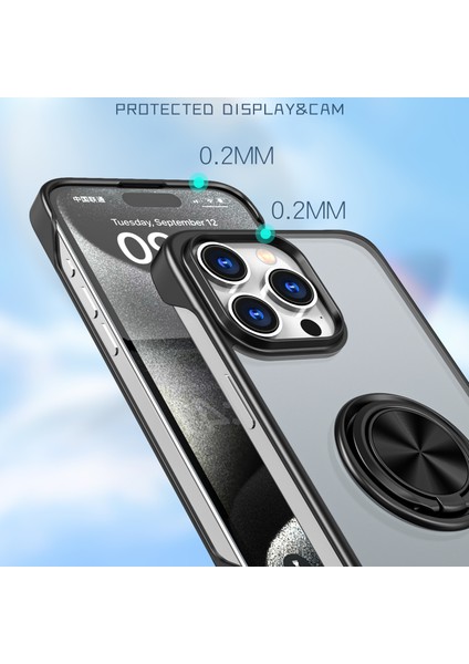 iPhone14 Pro Case Ring Kickstand Ultra-Int-Insiz Telefon Kapak Black Için (Yurt Dışından)