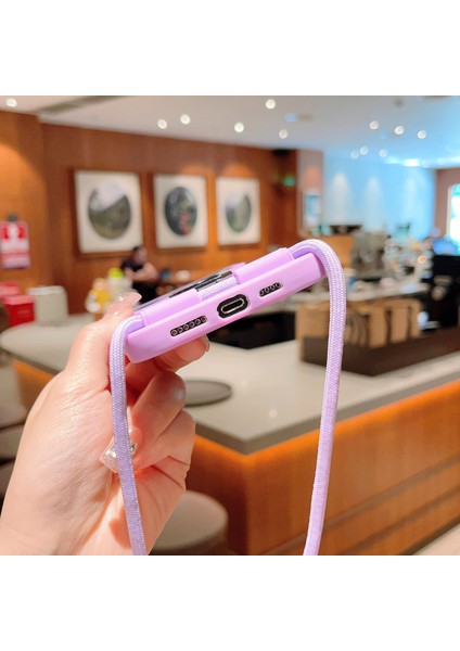 iPhone13 Pro 6.1 Inç Kart Sahibi Pc+Tpu Kılıf Halkası Kickstand Damla Kanıtı Telefon Kapağı Uzun Kayış Mavisi ile (Yurt Dışından)