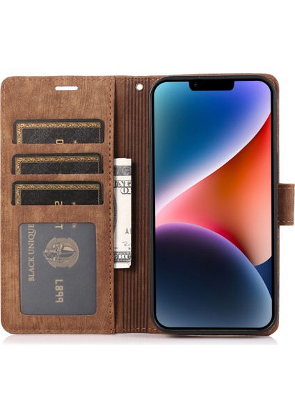 iPhone14 Plus Içincüzdan Deri Kapağı Plus Telefon Kılıfı Orkide Kelebek Desen-Kahverengi (Yurt Dışından) modelleri
