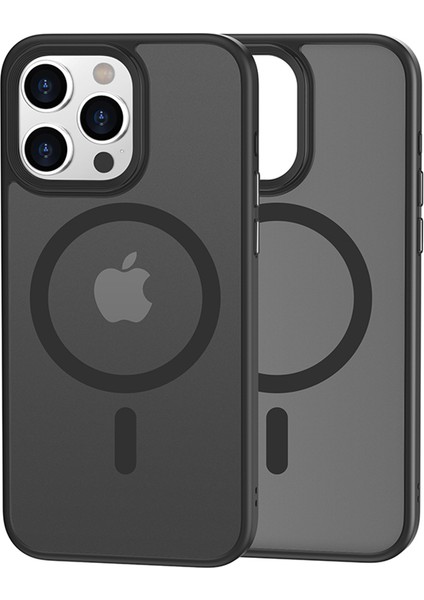 Magsafe Cilt Touch Mat Telefon Kapak Black ile Uyumlu iPhone15 Pro Max Pc+Tpu Kılıfı Için Manyetik Kasa (Yurt Dışından)