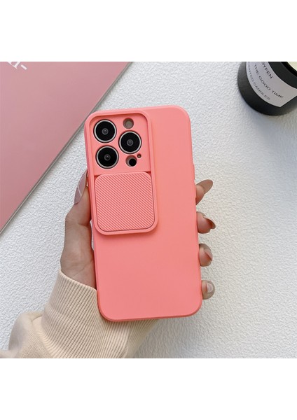 Tmt Serisi iPhone13 Pro Max Telefon Kılıfı Dikey Slayt Kamera Lens Koruması Tpu Kapak Pembe (Yurt Dışından)