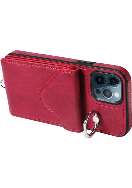 iPhone12/12 Için Pro Telefon Kılıfı Tutucu Koruyucu Crossbody Cover-Wine Red (Yurt Dışından) modelleri
