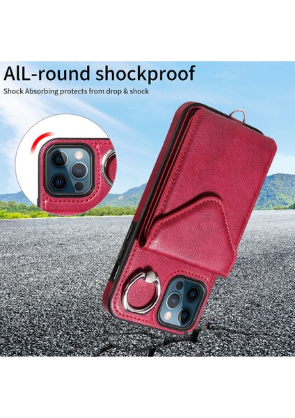 iPhone12/12 Için Pro Telefon Kılıfı Tutucu Koruyucu Crossbody Cover-Wine Red (Yurt Dışından) indirimleri