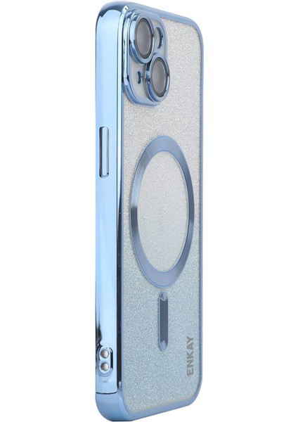 iPhone14 Plus Içinenaky Plus Manyetik Tpu Kasası Elektrapan Parıltılı Telefon Kapak-Mavisi (Yurt Dışından)