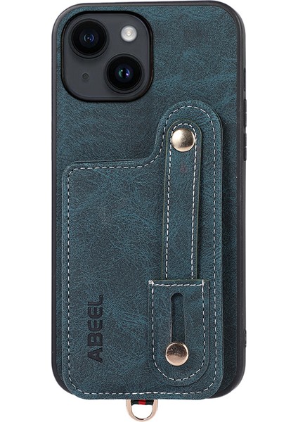 iPhone15 Pl Pu Deri Kaplamalı Tpu+Pc Kart Yuvaları Kapak Litchi Doku Kickstand Telefon Kılıfı Blue (Yurt Dışından)