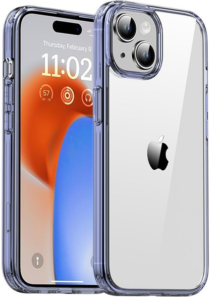 iPhone15 Plus Için Tpu+Pc Telefon Kılıfı Plus Çizgiye Karşı Çizgiye Karşı Şeffaf Telefon Kapak Şömineli Mavi (Yurt Dışından)