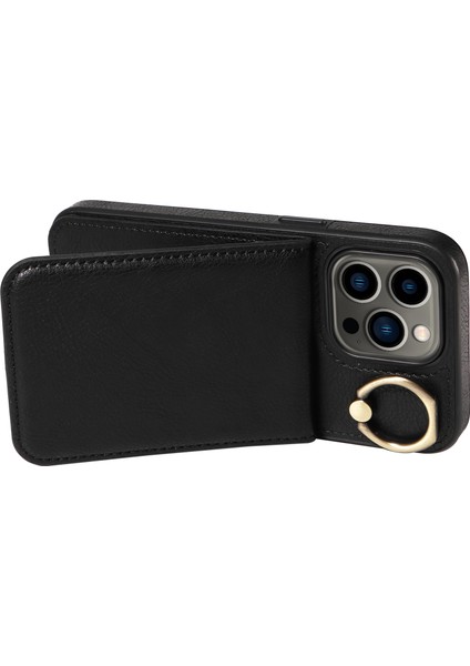 iPhone13 Pro Vaka Çarpışması Dayanıklı Pu Deri+Tpu Telefon Kapak Black (Yurt Dışından)