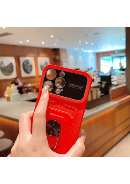 iPhone14 Pro Kart Tutucu Pc+Tpu Yumru Kanıtı Kasa Kickstand Telefon Kapağı Uzun Kayış Kırmızısı (Yurt Dışından) indirimleri