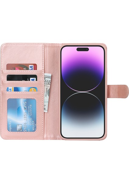 iPhone14 Pro Max Case Için Magsafe Söndürülebilir Pu Deri Telefon Koruyucu Gold ile Uyumlu Altın (Yurt Dışından)