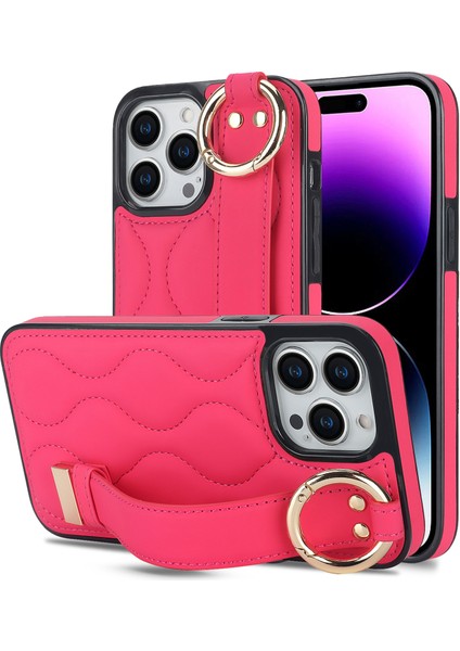 iPhone14 Pro Max Vaka Dalga Deseni Pu+Tpu Kickstand Telefon Kılıfları (Yurt Dışından)