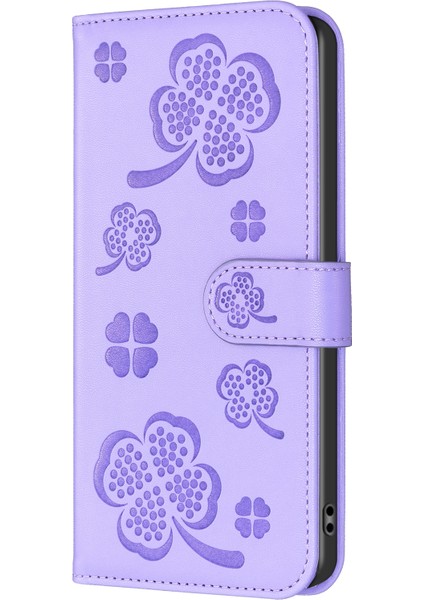 iPhone14 Pro Cüzdan Telefon Kılıfı Yonca Için Baskalı Şok Geçirmez Fall Anti-Cover-Purple (Yurt Dışından) indirimleri