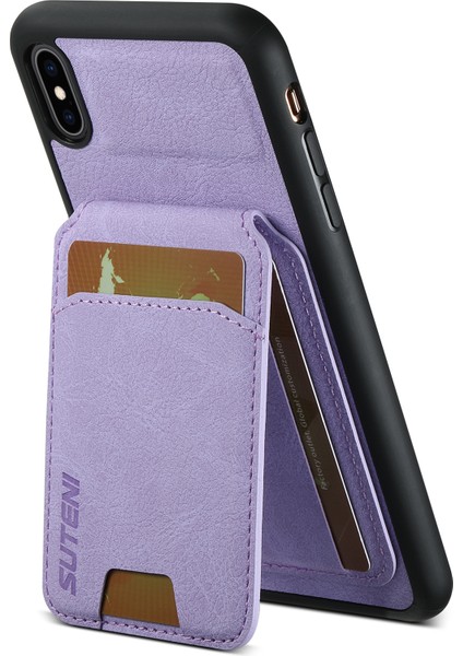 iPhoneX/xs Için 5.8 Inç Litchi Doku Kılıfı Pu Deri+Tpu Dikey Flip Telefon Kapak-Mor (Yurt Dışından)