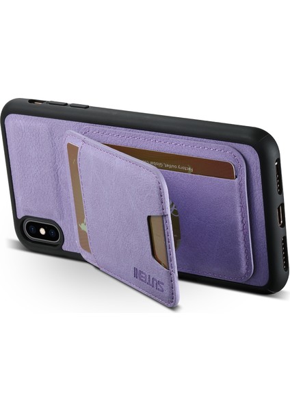 iPhoneX/xs Için 5.8 Inç Litchi Doku Kılıfı Pu Deri+Tpu Dikey Flip Telefon Kapak-Mor (Yurt Dışından)