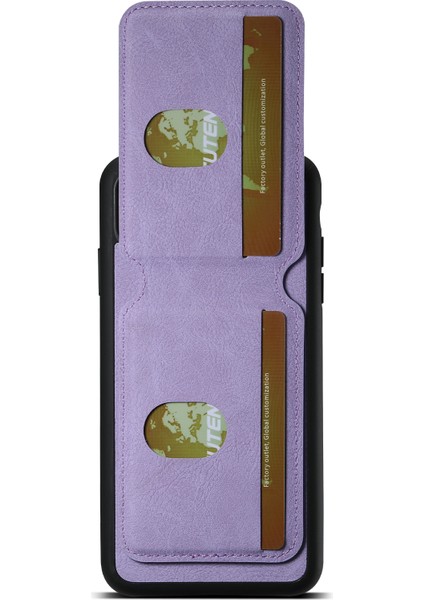 iPhoneX/xs Için 5.8 Inç Litchi Doku Kılıfı Pu Deri+Tpu Dikey Flip Telefon Kapak-Mor (Yurt Dışından)