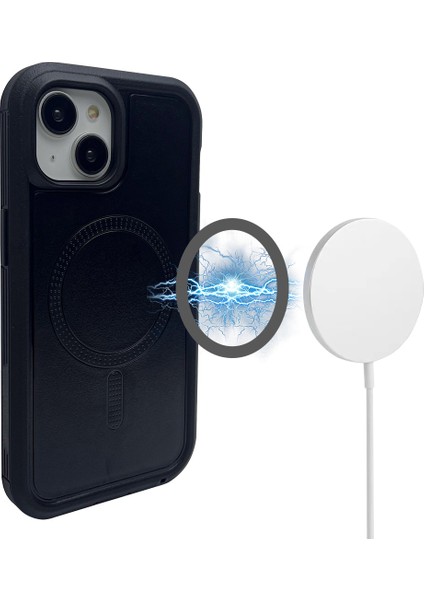 iPhone14 Plus Içindefender Xt Plus Kılıf Magsafe Telefon Kabuğu Pu Deri+Pc+Tpu Cover-Black ile Uyumlu (Yurt Dışından)