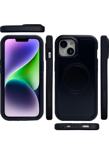 iPhone14 Plus Içindefender Xt Plus Kılıf Magsafe Telefon Kabuğu Pu Deri+Pc+Tpu Cover-Black ile Uyumlu (Yurt Dışından)