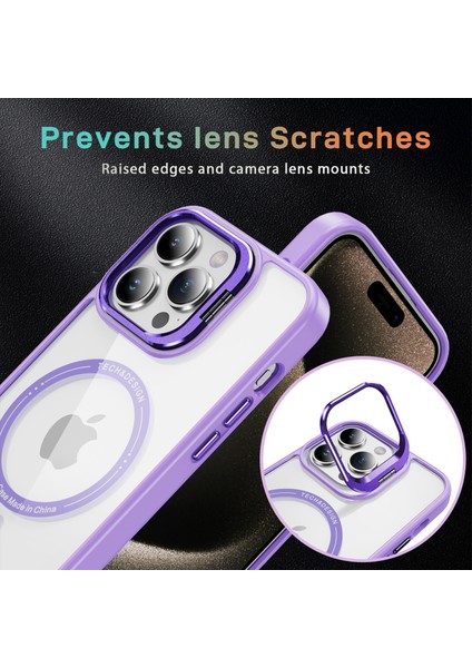 iPhoneIçin Ysm 12/12 Pro Telefon Kılıfı Magsafe Kamera Kickstand Kapak Işığı Mor ile Uyumlu (Yurt Dışından)