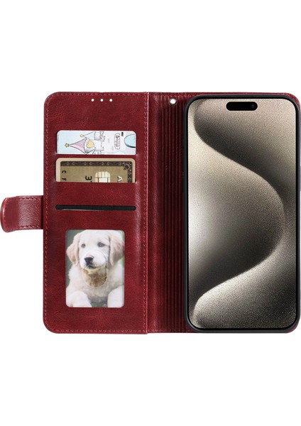 Strap-Wine Red ile Kart Tutucu Telefon Stand Kapağı ile iPhone13 Pro Deri Kılıfı (Yurt Dışından)