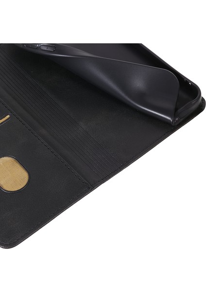 Buzağı Dokusu Deri Telefon Kapağı iPhone15 Pro Max Stand Telefon Cüzdan Case-Black (Yurt Dışından)