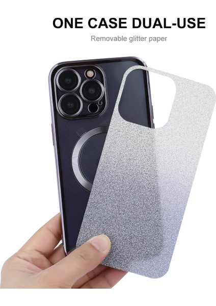 iPhone13 Pro Tpu Için Enaky Manyetik Kapak Çıkarılabilir Glitter Kağıt-Yeşil (Yurt Dışından)