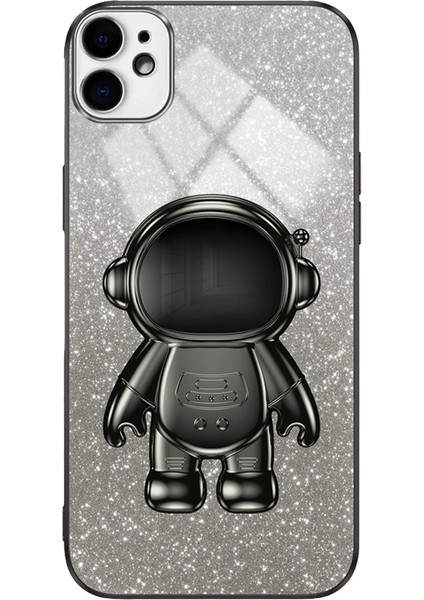 iPhone12 Mini Case Anti Drop Astronot Kickstand Cep Telefonu Kabuğu Pc+Tpu Cover-Black (Yurt Dışından)