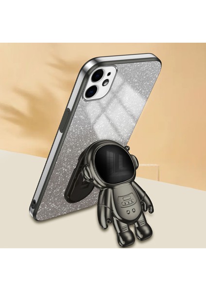 iPhone12 Mini Case Anti Drop Astronot Kickstand Cep Telefonu Kabuğu Pc+Tpu Cover-Black (Yurt Dışından)