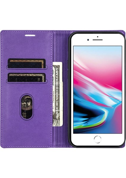 iPhone7 4.7 Inç/8 4.7 Inç/ Manyetik Telefon Kılıfı Deri Deri Stand Cüzdan Kapak Morası (Yurt Dışından) fiyatları