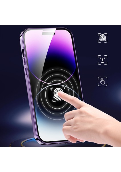 iPhone13 Pro Alüminyum Alaşım+Temperli Cam+Pc Kapağı Magsafe-Black ile Uyumlu Tam Koruma Telefon Kılıfı (Yurt Dışından)
