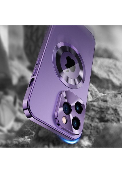 iPhone13 Pro Alüminyum Alaşım+Temperli Cam+Pc Kapağı Magsafe-Black ile Uyumlu Tam Koruma Telefon Kılıfı (Yurt Dışından)
