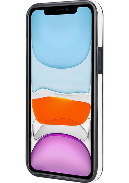 iPhone11 Case Wristband Kickstand Wave Desen Anti Drop Pu+Tpu Telefon Kapak-Beyaz (Yurt Dışından)