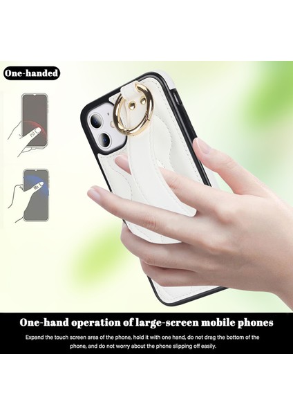 iPhone11 Case Wristband Kickstand Wave Desen Anti Drop Pu+Tpu Telefon Kapak-Beyaz (Yurt Dışından)