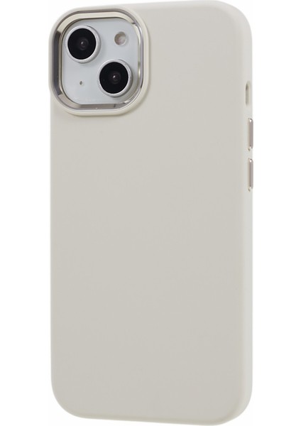 iPhone13 Için 6.1 Inç Alüminyum Alaşım Kamera Çerçevesi Sıvı Silikon+Pc Telefon Kasası Anti-Gall Koruyucu Kapak-Antik Beyaz (Yurt Dışından) modelleri
