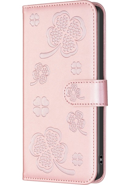 iPhone13/14 Deri Telefon Kılıfı Yonca Baskalı Cüzdan Flip Kapak Pembe (Yurt Dışından) indirimleri