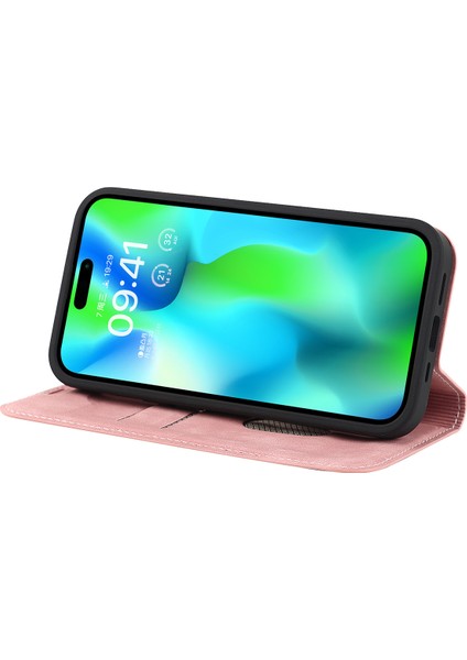 iPhone14 Pro Max Case Pu Pu Deri Rfıd Engelleme Manyetik Otomatik Absorbed Kapak Pembe (Yurt Dışından)