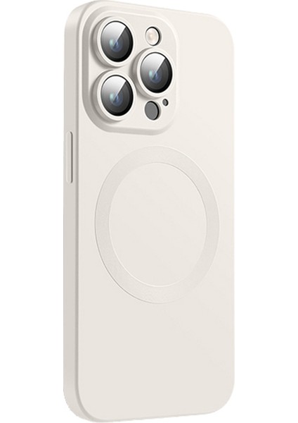 iPhone12 Pro Max Manyetik Telefon Kılıfı Için Magsafe Sıvı Silikon ile Uyumlu Lens Film-Beyaz ile Uyumlu (Yurt Dışından)