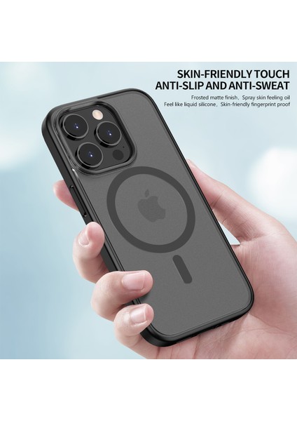 iPhone14 Pro Max Shockproof Case Mat Pc+Tpu Telefon Kapağı Magsafe-Dark Mor ile Uyumlu (Yurt Dışından)