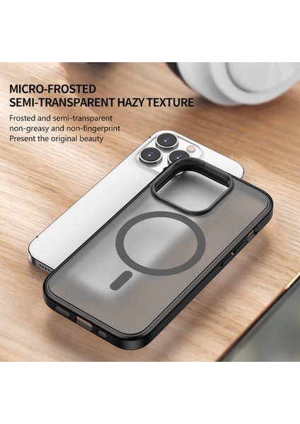 iPhone14 Pro Max Shockproof Case Mat Pc+Tpu Telefon Kapağı Magsafe-Dark Mor ile Uyumlu (Yurt Dışından)