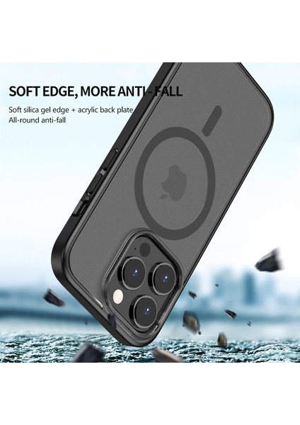 iPhone14 Pro Max Shockproof Case Mat Pc+Tpu Telefon Kapağı Magsafe-Dark Mor ile Uyumlu (Yurt Dışından)
