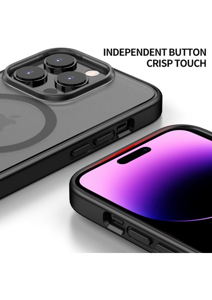 iPhone14 Pro Max Shockproof Case Mat Pc+Tpu Telefon Kapağı Magsafe-Dark Mor ile Uyumlu (Yurt Dışından)
