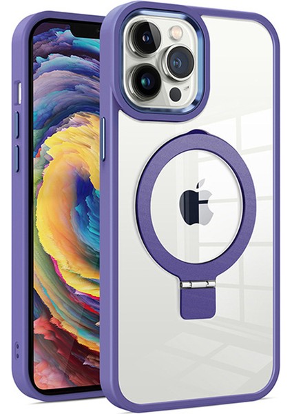 iPhone15 Pro Pc+Tpu Anti-Çizelge Telefon Kılıfı Manyetik Yüzük Kickstand Back Cover-Cover-Dark Purple (Yurt Dışından)