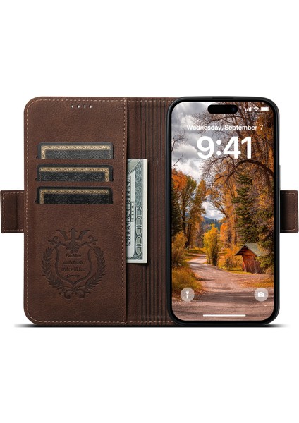 iPhone12 Pro 6.1 Inç/12 6.1 Inç Kasa Için Magsafe Litchi Doku Deri Telefon Kablosu ile Uyumlu (Yurt Dışından)
