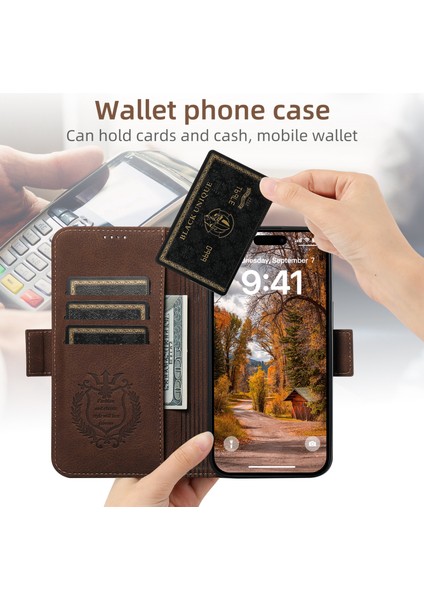 iPhone12 Pro 6.1 Inç/12 6.1 Inç Kasa Için Magsafe Litchi Doku Deri Telefon Kablosu ile Uyumlu (Yurt Dışından)