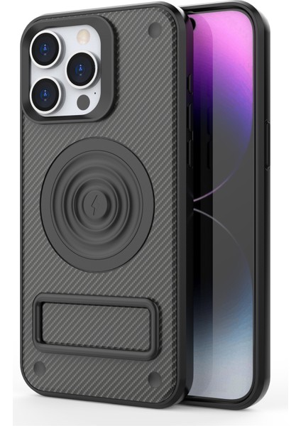iPhone14 Pro Max Case Kickstand Pc+Tpu Manyetik Telefon Kapak Black (Yurt Dışından)