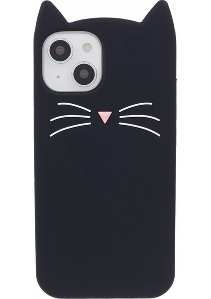 iPhone13 Akıllı Telefon Kılıfı 3D Bıyık Kedi Şok Geçirmez Silikon Cep Telefonu Kapak Black (Yurt Dışından)